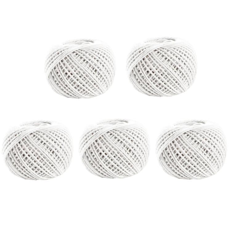Cotton rope packaging thread set, white braided spools (5 count)