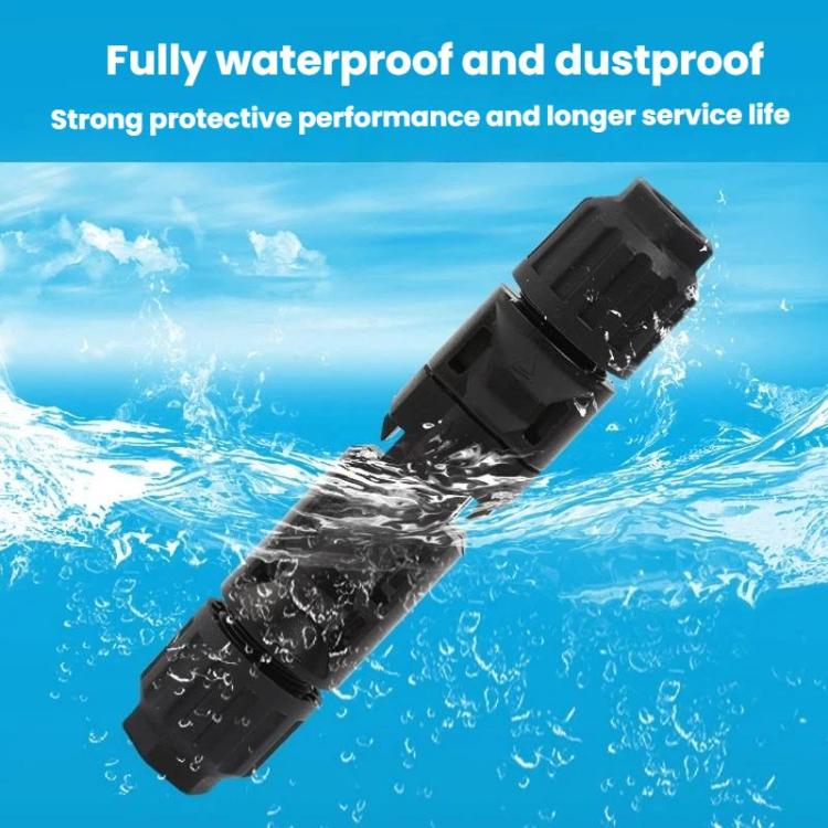 MC4 photovoltaic connector pair with black waterproof housings
