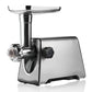 Electric meat grinder with stainless steel feeding tube and side meat chute