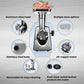 Electric meat grinder with stainless steel body, aluminum head, and multiple sieves