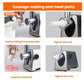 Electric meat grinder shown with sausage stuffer parts and meat patty attachments