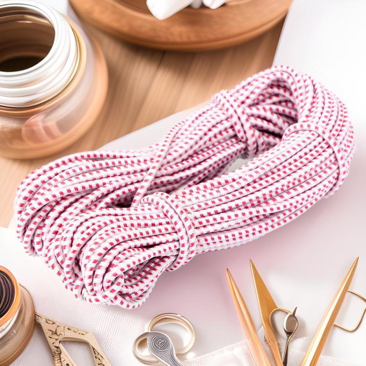 Pink-and-white striped elastic waistband tape coil for sewing waistbands