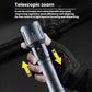 Silver rechargeable flashlight with telescopic head and LCD button on the handle