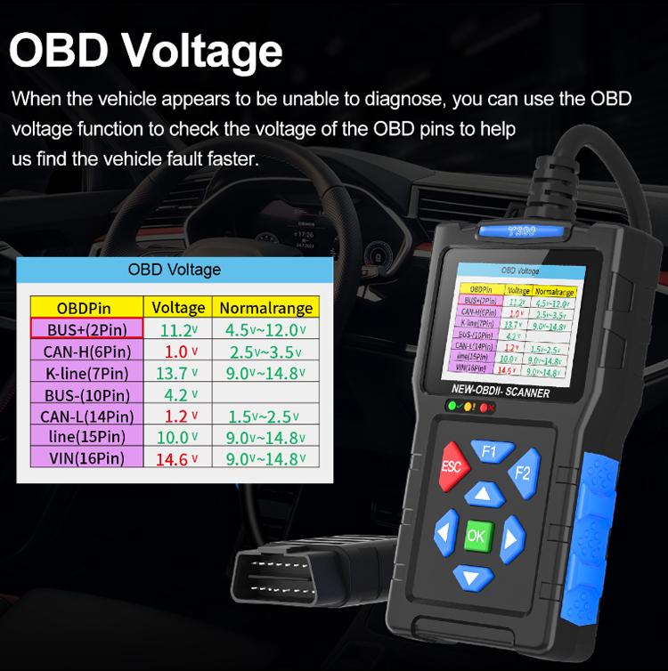 OBD2 Car Diagnostic Tool Battery Fault Scanner