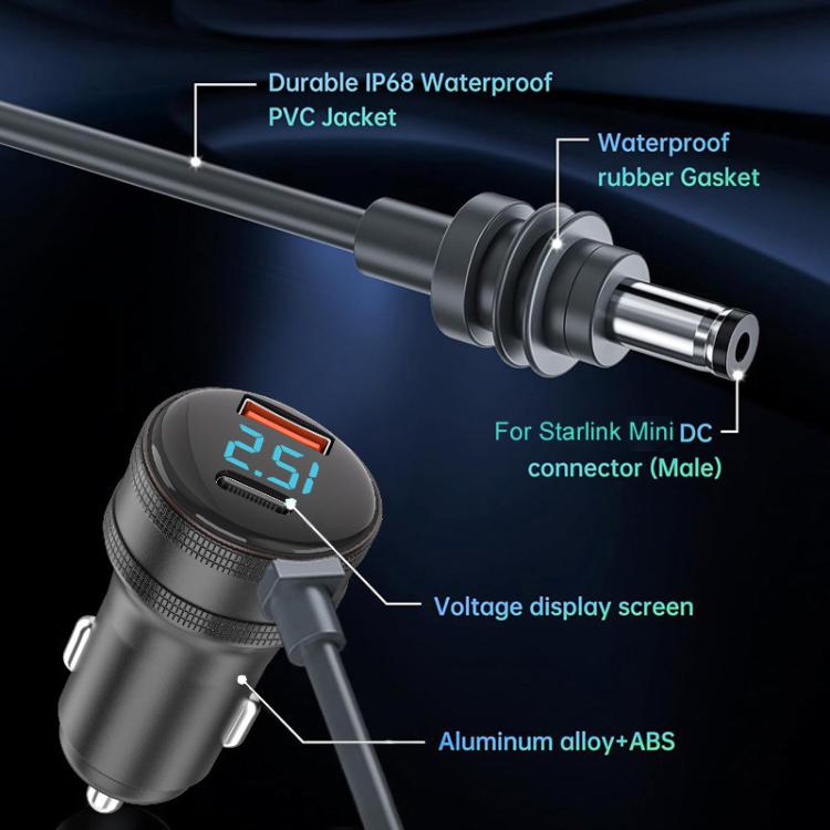 Waterproof car charger connector with digital voltage screen and protective sealing gasket