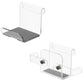 Clear acrylic dual-hook hanger with dark gray base pad for controller storage