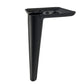 Black metal furniture leg with flat mounting plate and screw holes