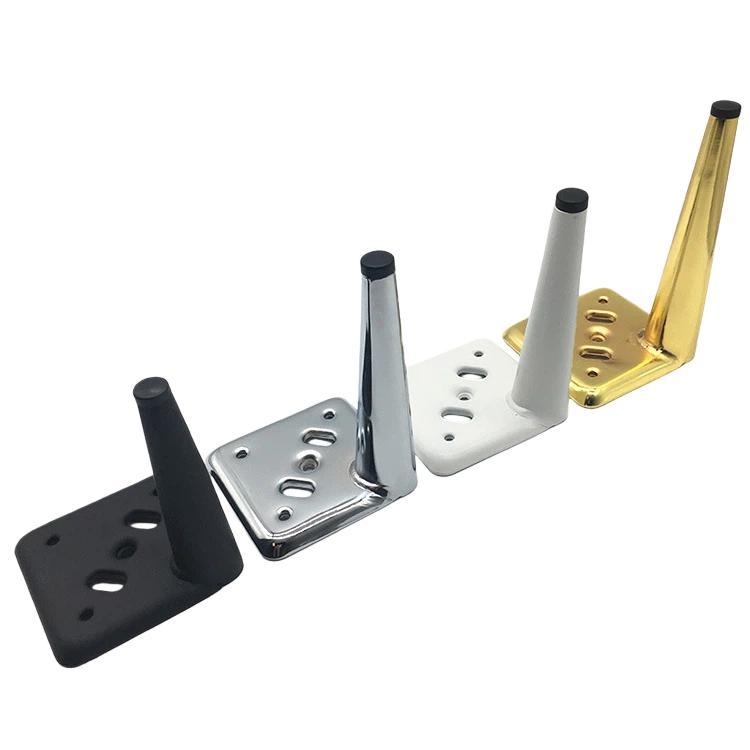 Metal furniture legs set with black, silver, and gold mounting brackets