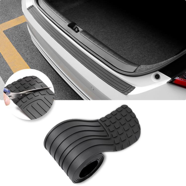 Black rubber trunk guard strip roll with textured anti-slip tread pattern