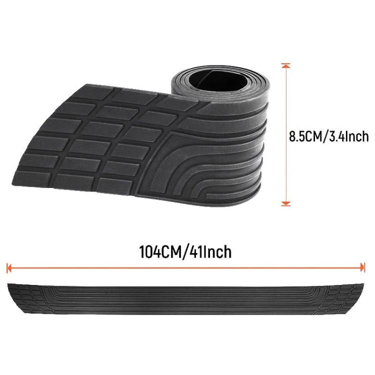 Black car trunk bumper guard strip, 104cm long with ridged anti-slip surface