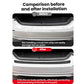 Car trunk bumper guard strip after installation, protecting paint along bumper edge