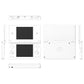 White flip dual-screen handheld game console front, back, and hinge views