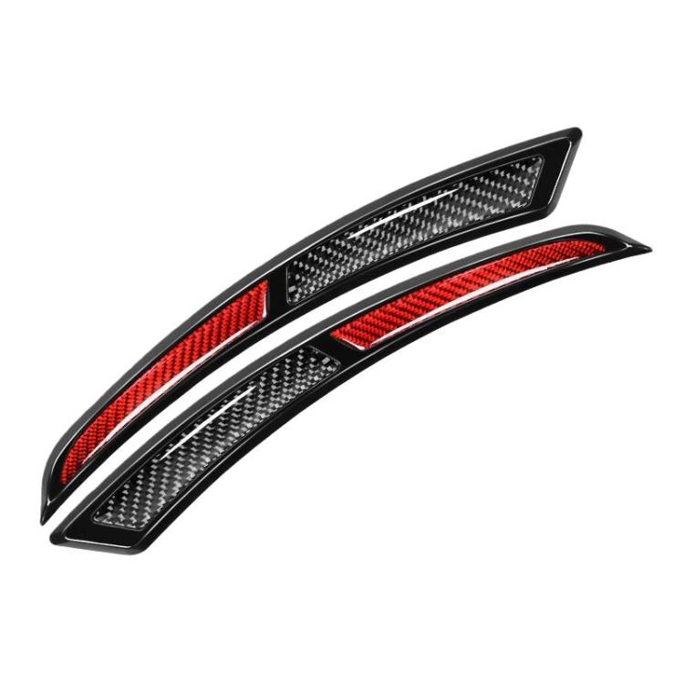 Two-piece wheel arch anti-scratch strip stickers with red and black carbon-fiber style inserts