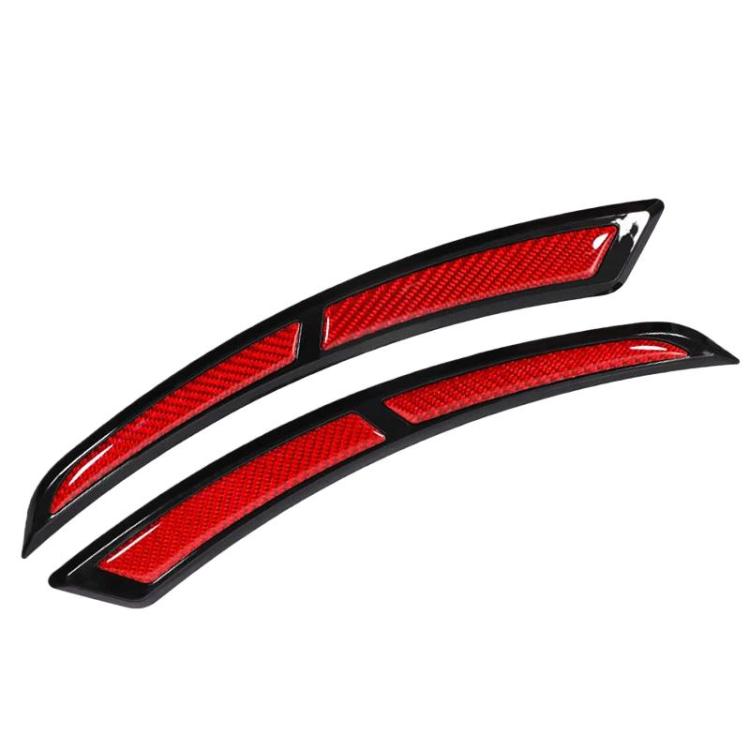 Two-piece wheel arch anti-collision strip stickers with red insert panels and black outer trim