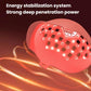 Red laser hair growth cap shown from the side with illuminated LED dot grid