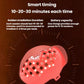 Red laser hair growth cap top view with glowing LED dot array