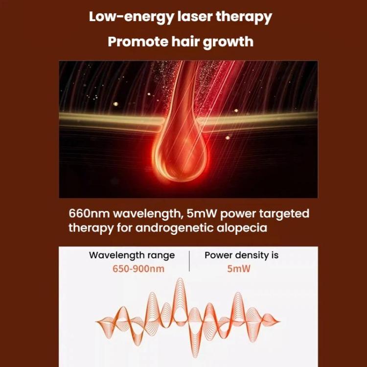 Red low-energy laser therapy graphic with glowing beam and wavelength waveform