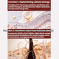 Hair growth function illustration with glowing cellular energy bubbles and scalp