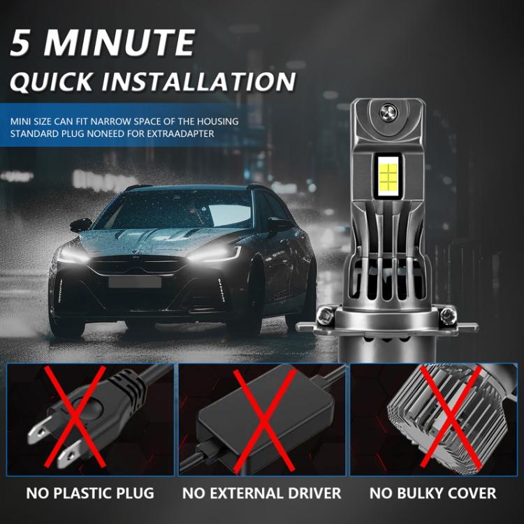 LED headlight bulb kit with compact plug design for quick installation