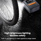 Portable tire inflator with integrated LED light mounted near a vehicle tire