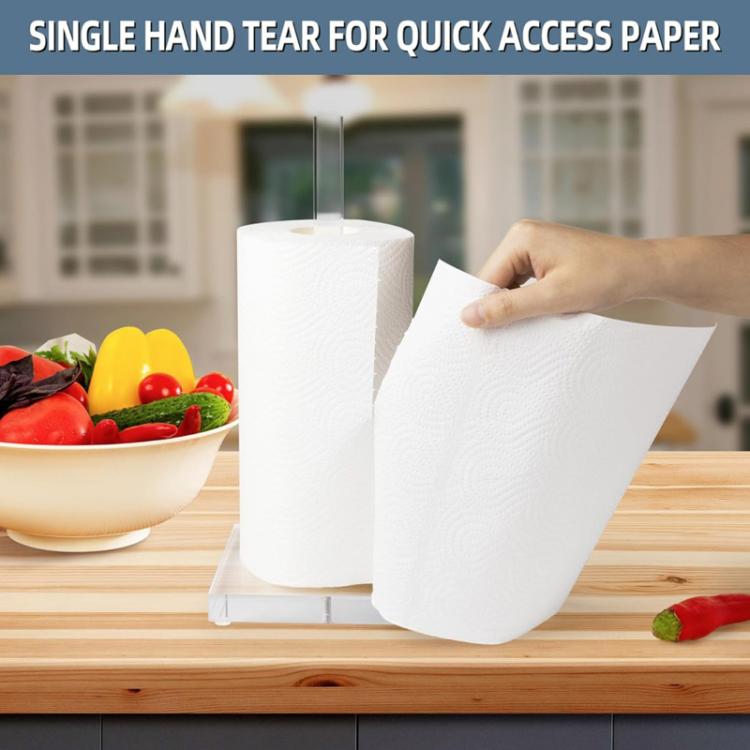 Acrylic toilet paper roll holder with single-sheet tear for quick access