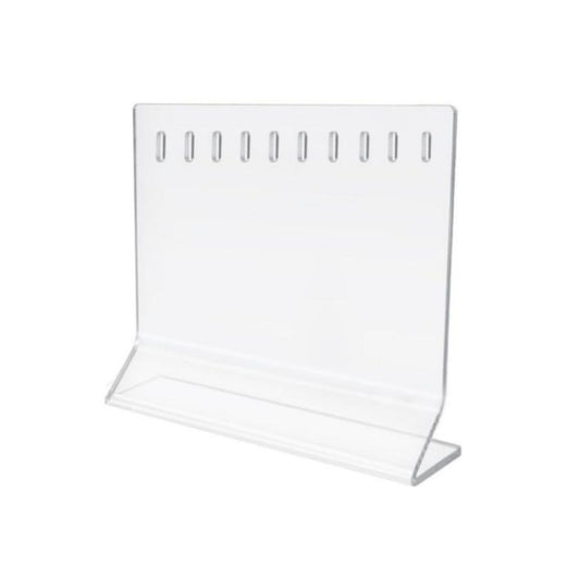 Clear acrylic 10-hole fishing lure display stand with top slots and base