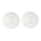 Set of two perforated circular acrylic anti-jump covers, white plates with slot cutouts