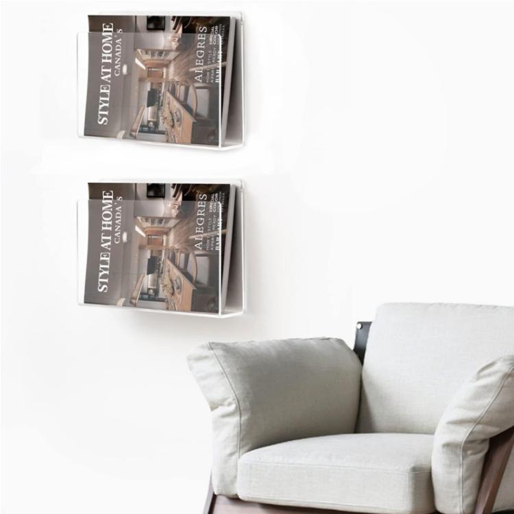 Acrylic Magazine & Book Wall-Mounted Rack For Living Room Office, Single, Double