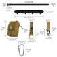 Black waist bag size diagram with strap, buckle, and pouch dimensions in inches/cm