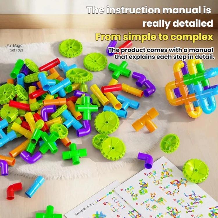 Children Large-Particle Building Blocks Pipe Assembly Toys+Storage Bin, 138pcs /Set, 178pcs /Set, 222pcs /Set
