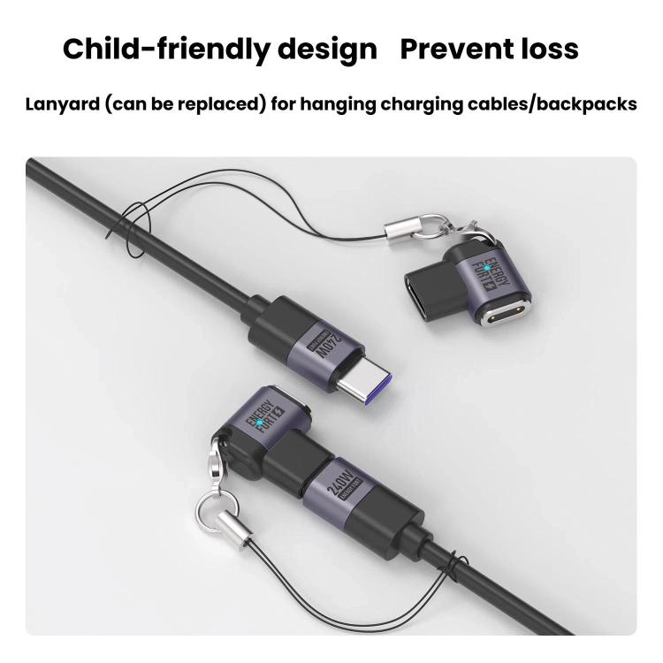 Magnetic smartwatch charging adapter and Type-C cable with lanyards attached