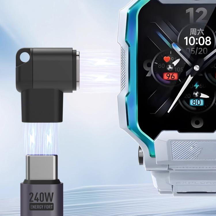 Magnetic smartwatch charger connected to a Type-C power adapter