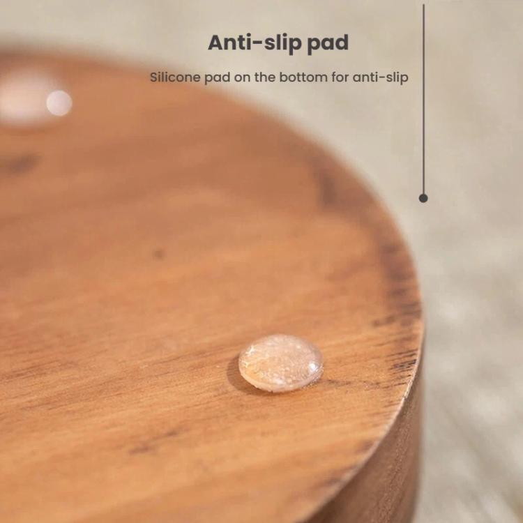 Round wood ashtray base with silicone anti-slip pad
