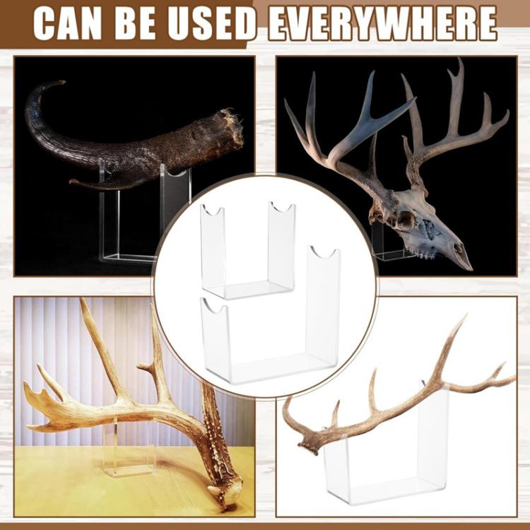 Clear acrylic antler stand collage with curved top grips and open compartments