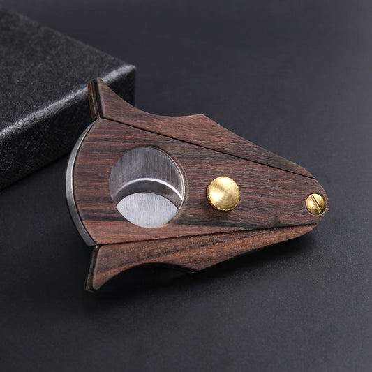 Sandalwood Cigar Scissors With Stainless Steel Double Blades Precision Cutter For Enthusiasts
