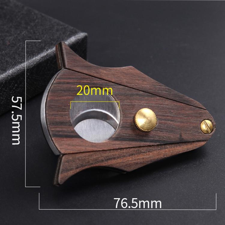 Wood cigar scissors with stainless cutter ring and gold-toned round accents