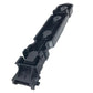 Black taillight connector housing with molded slots and terminals