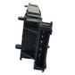 Black rear light wiring connector with metal latch tab and terminal openings