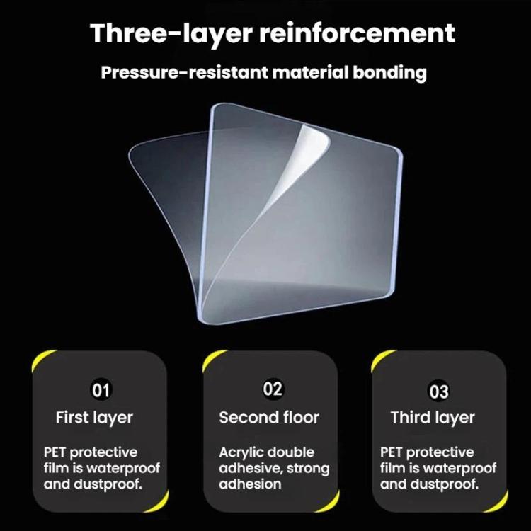 Three-layer clear double-sided adhesive pad for strong pressure bonding