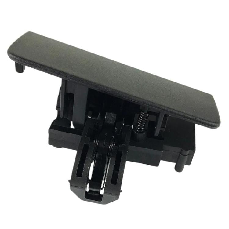Black glove box handle latch with mounting clips and internal mechanism