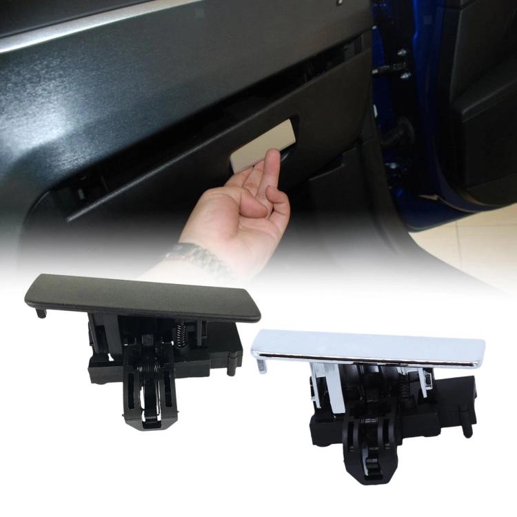Glove box handle latch set with black and chrome parts