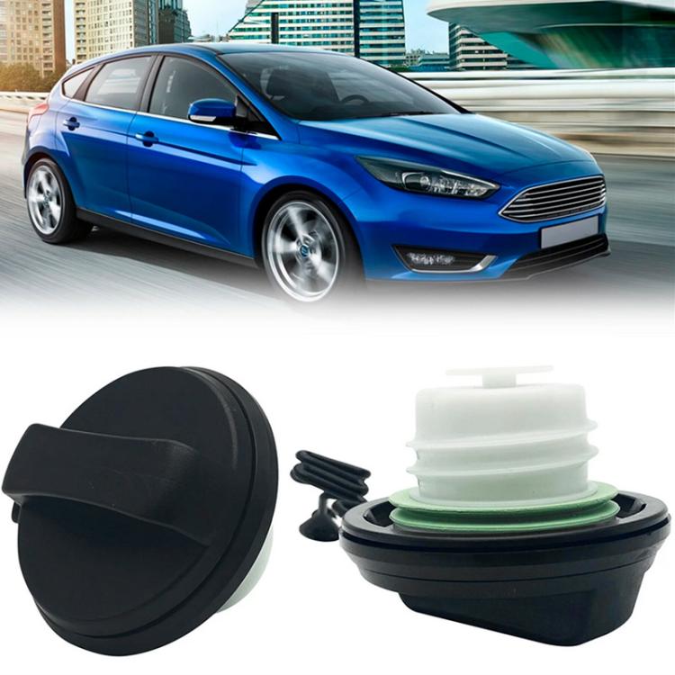 Black fuel tank cap with white insert and green sealing ring