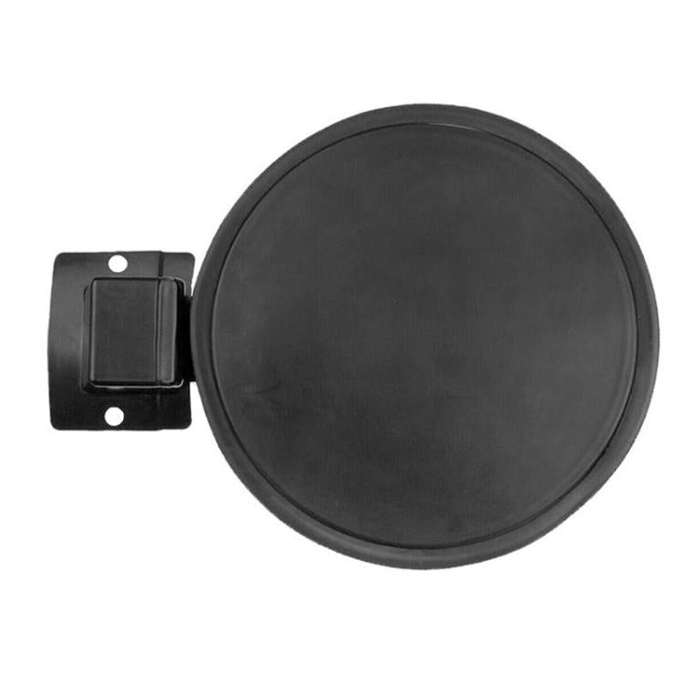 Round black fuel tank filler flap with side mounting tab