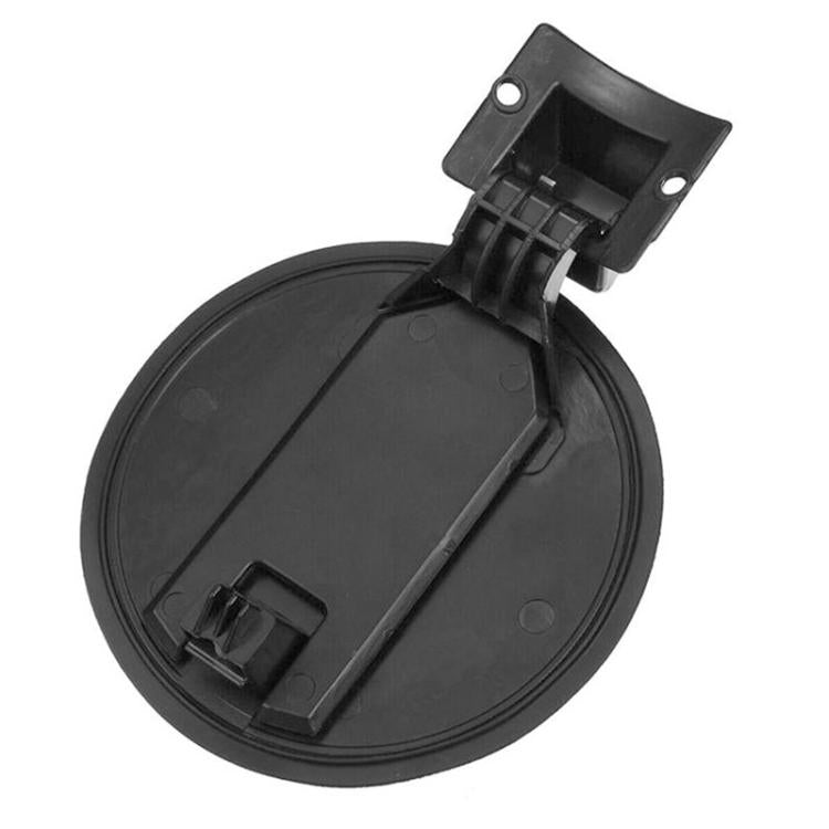 Black fuel tank filler flap with hinge and locking slot