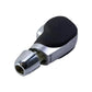 Car gear shifter knob with black top pad and silver housing, with base