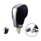 Car shift knob and base set, black grip with silver finish and connector