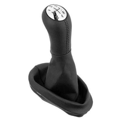 Black leather manual gear shift knob with gear position dial