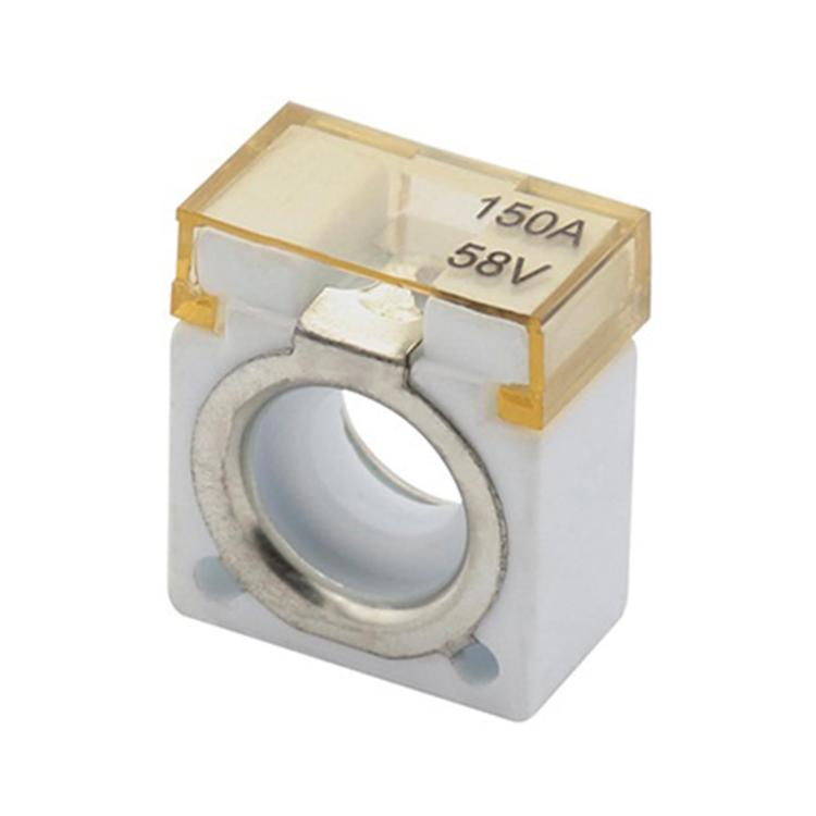 Ceramic cartridge fuse 150A, 58V with metal ring and clear housing