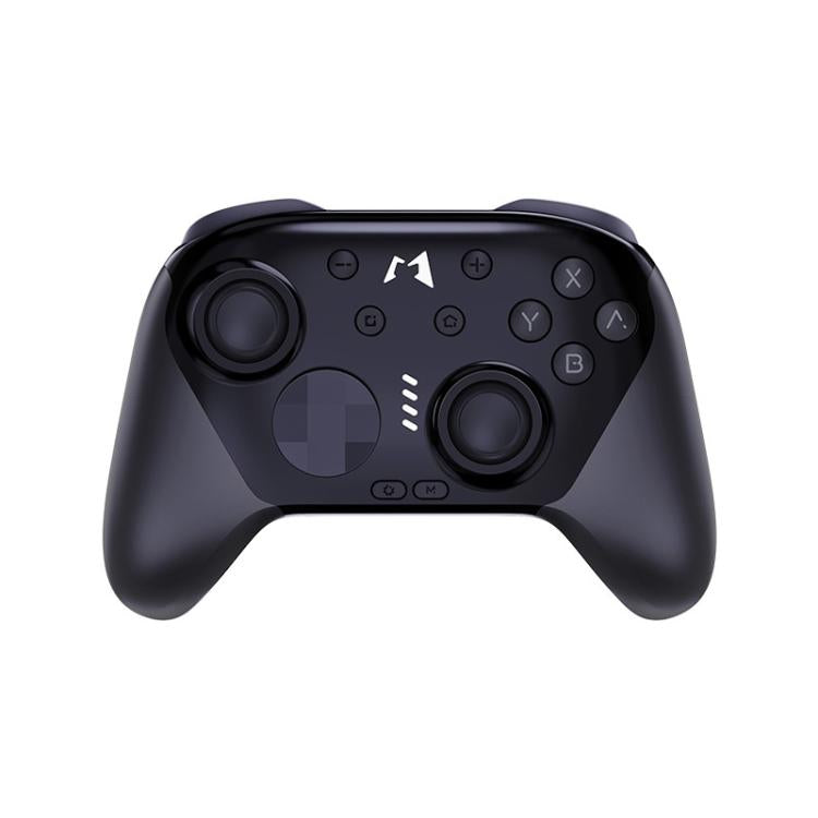 Black mechanical game controller with dual analog sticks and ABXY button layout