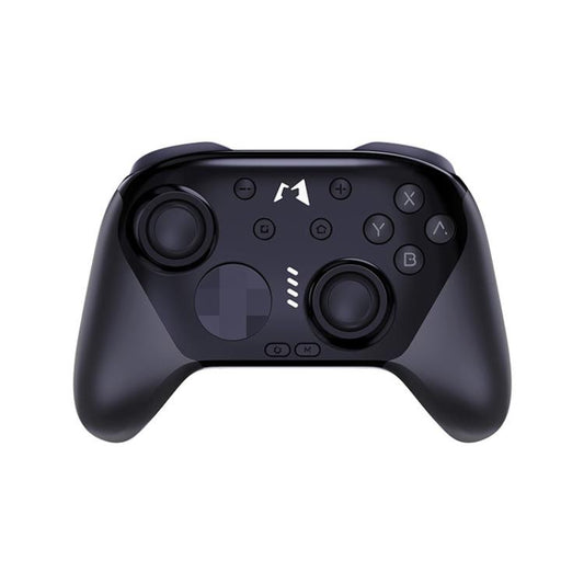 Black mechanical game controller with dual analog sticks and ABXY button layout